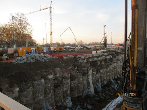 Die Herstellung der Pfähle des südlichen Pfeilers der Ruhrbrücke hat begonnen